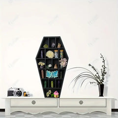Gothic Coffin Shaped Wooden Wall Shelf - Hexagonal-2