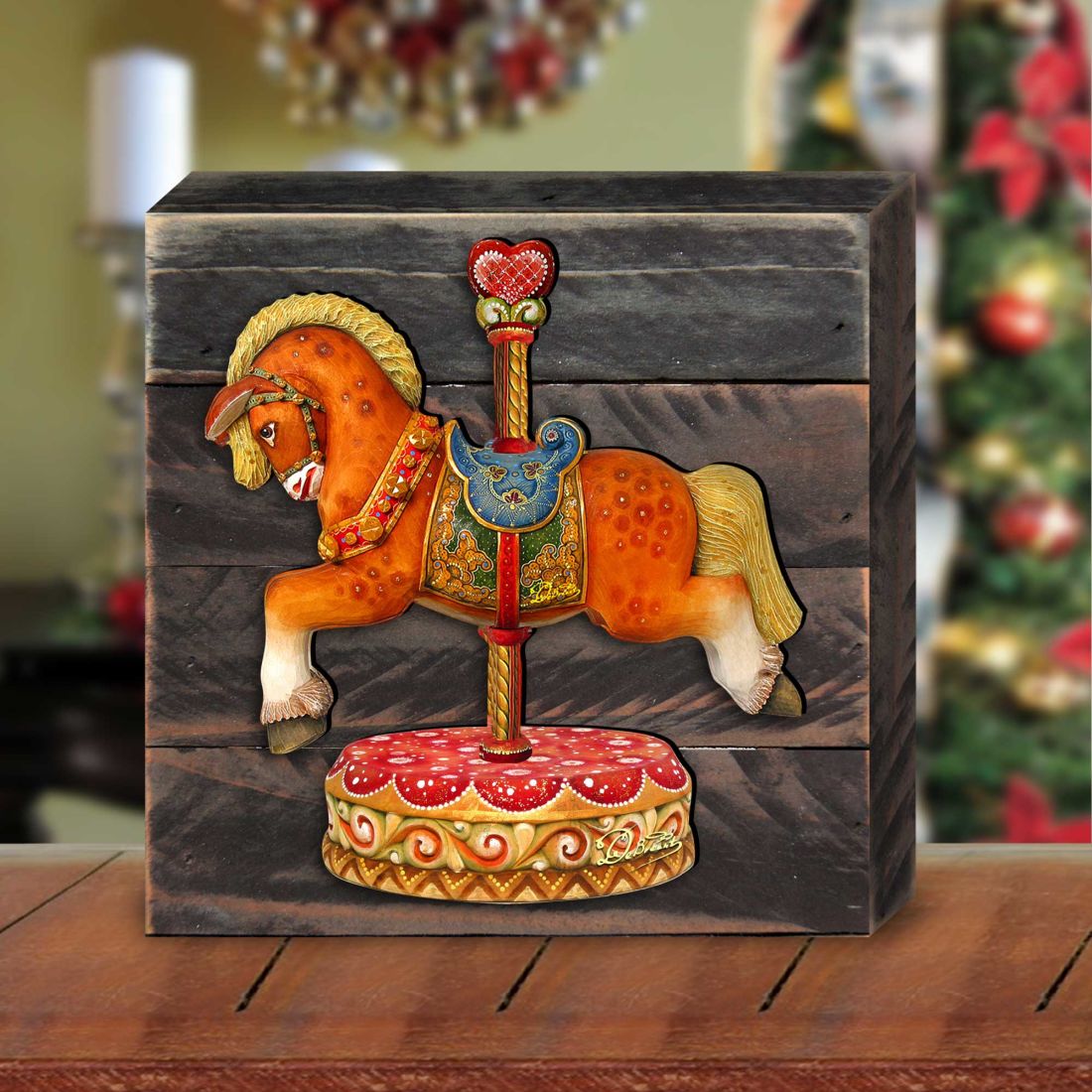 Rocking Horse Wooden Decor by G. DeBrekht - Christmas Decor - 8114041B-0