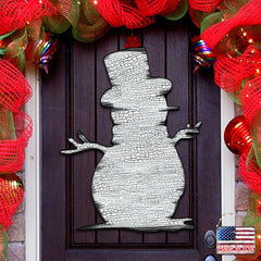 Rustic Happy Snowman Door Decor - Christmas Santa Snowman Decor - 8198801H-0