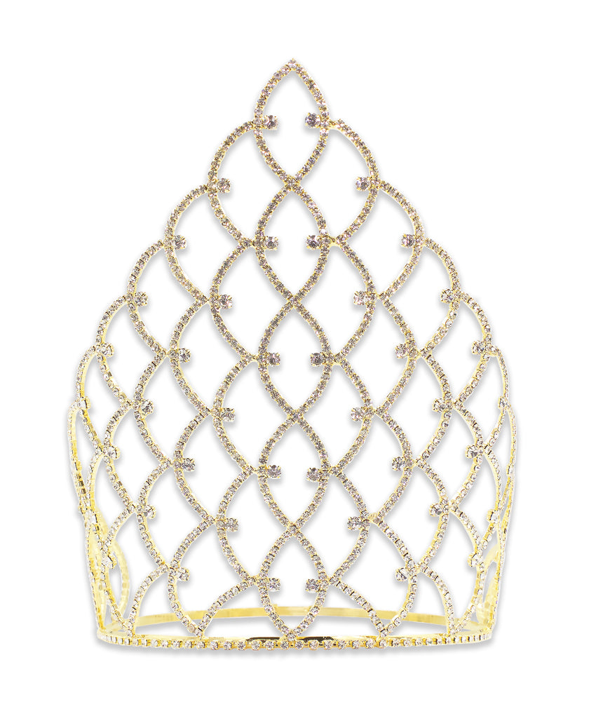 10" Traditional Rhinestone Queen Crown - Gold  #11185G-0