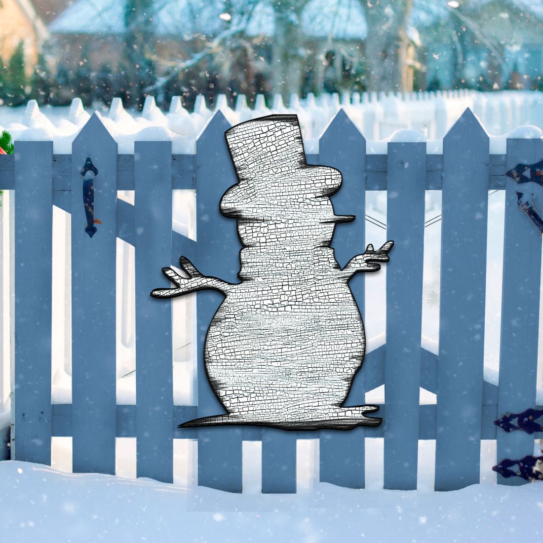Rustic Happy Snowman Door Decor - Christmas Santa Snowman Decor - 8198801H-4