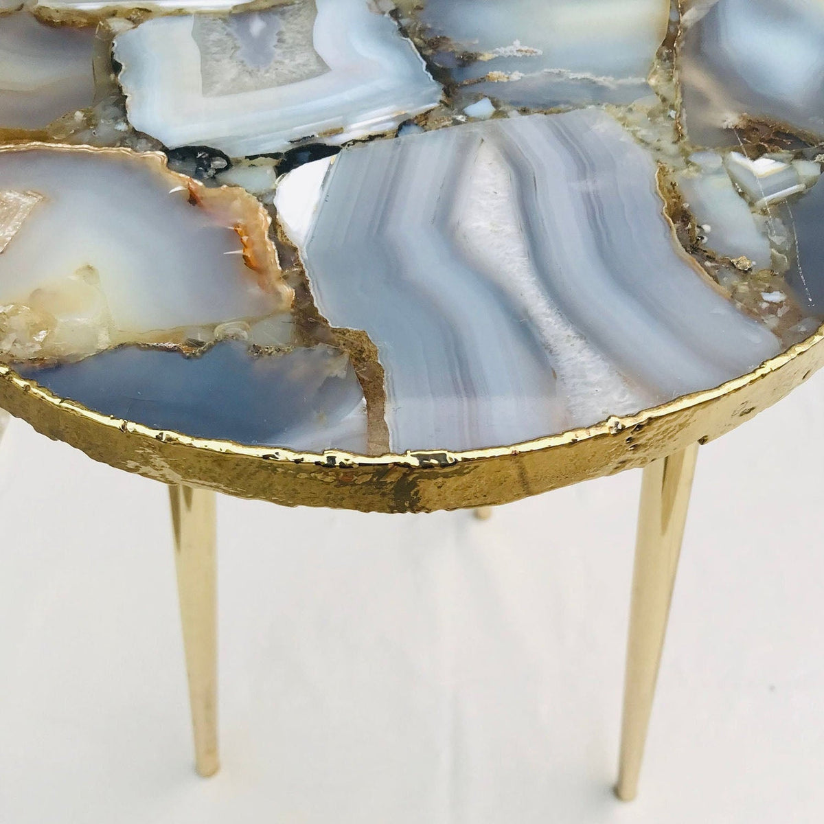 Banded Agate Round Edge Side/Coffee Table-0