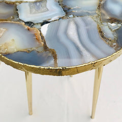 Banded Agate Round Edge Side/Coffee Table-0