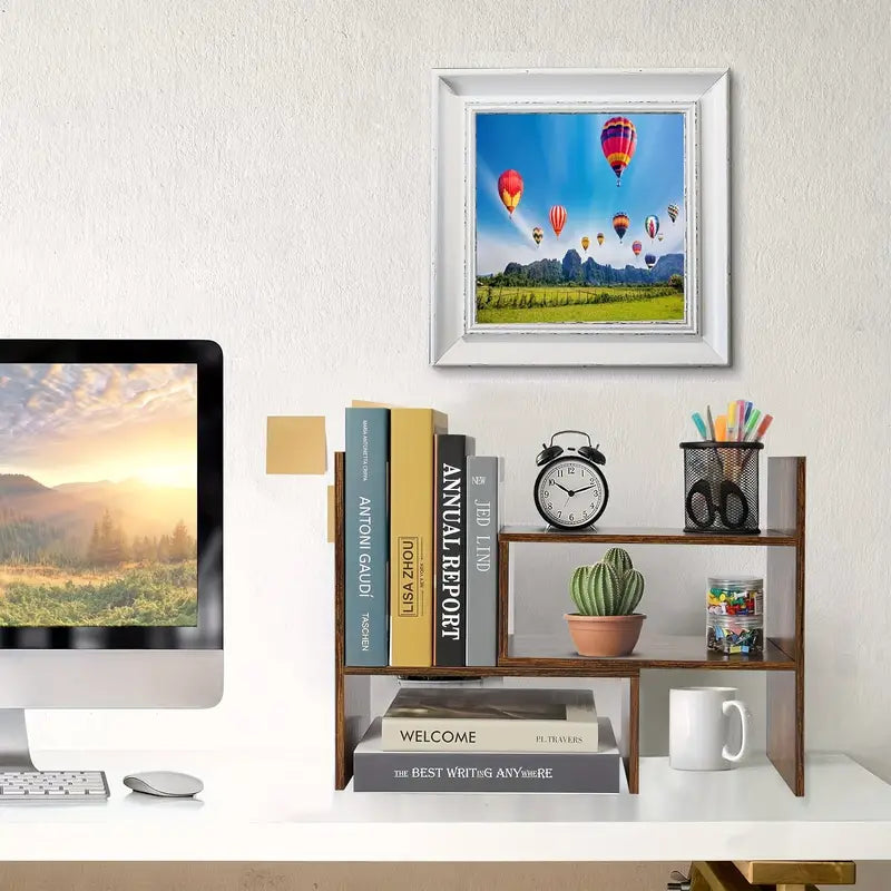 Minimalist Desktop Bookshelf - Compact Office Storage Solution-4