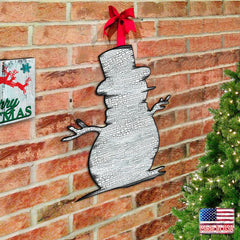 Rustic Happy Snowman Door Decor - Christmas Santa Snowman Decor - 8198801H-1
