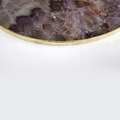 Amethyst Agate Serving Tray With Brass Handles | Circular-1