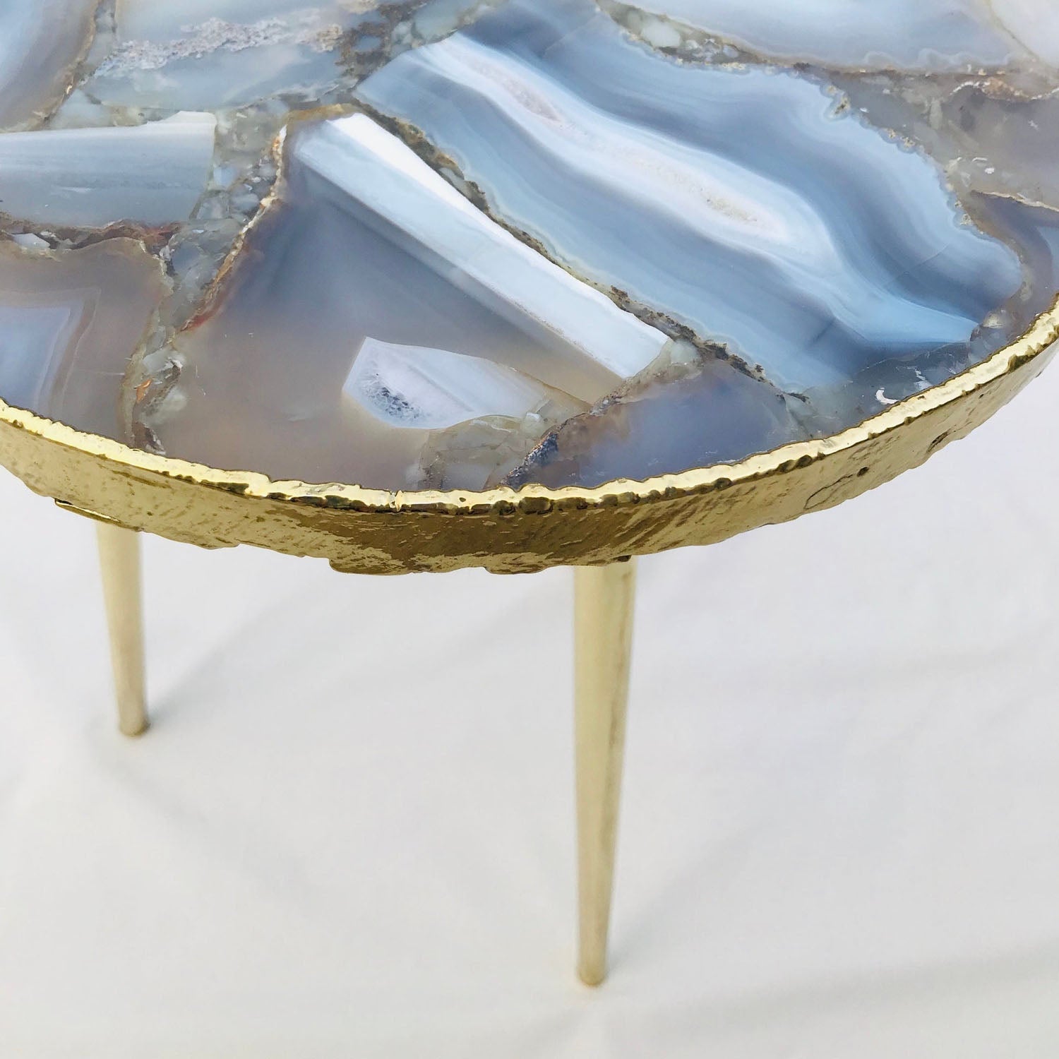 Banded Agate Round Edge Side/Coffee Table-1