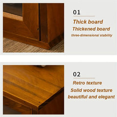 Vintage Wooden Desk Organizer with Glass Drawer - Double Drawer Size-3