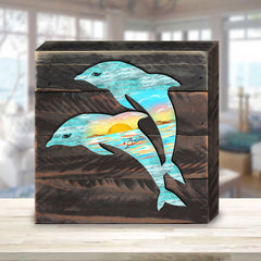 Dolphins Wooden Decor by G. DeBrekht - Coastal Holiday Decor - 8198519B-0