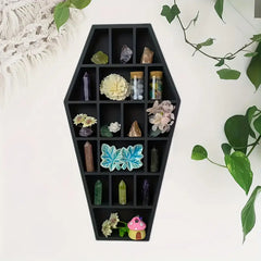 Gothic Coffin Shaped Wooden Wall Shelf - Hexagonal-3