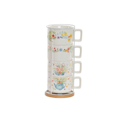 Piece Coffee Cup Set DKD Home Decor Multicolour Metal Bamboo Dolomite 260 ml-0