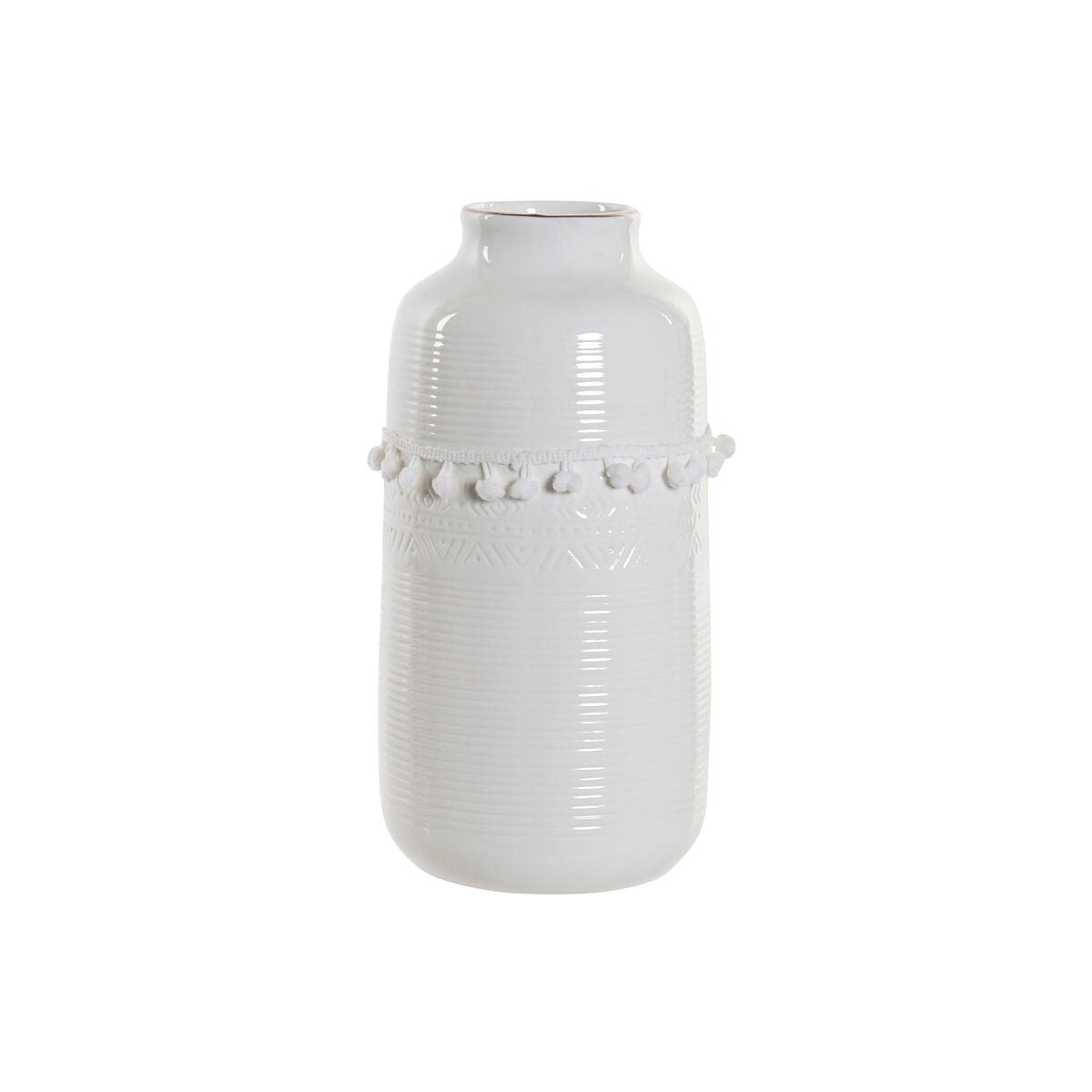 Vase DKD Home Decor White Stoneware Pompom 12 x 12 x 24 cm-0