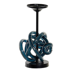 Candleholder DKD Home Decor Blue Metal Crystal 13 x 13 x 25 cm-0