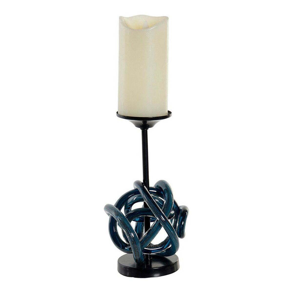 Candleholder DKD Home Decor Blue Metal Crystal 13 x 13 x 25 cm-1