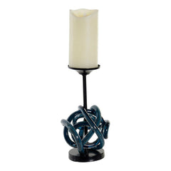 Candleholder DKD Home Decor Blue Metal Crystal 13 x 13 x 25 cm-1