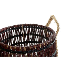 Basket set DKD Home Decor Natural Lilac Seagrass (3 Pieces)-1