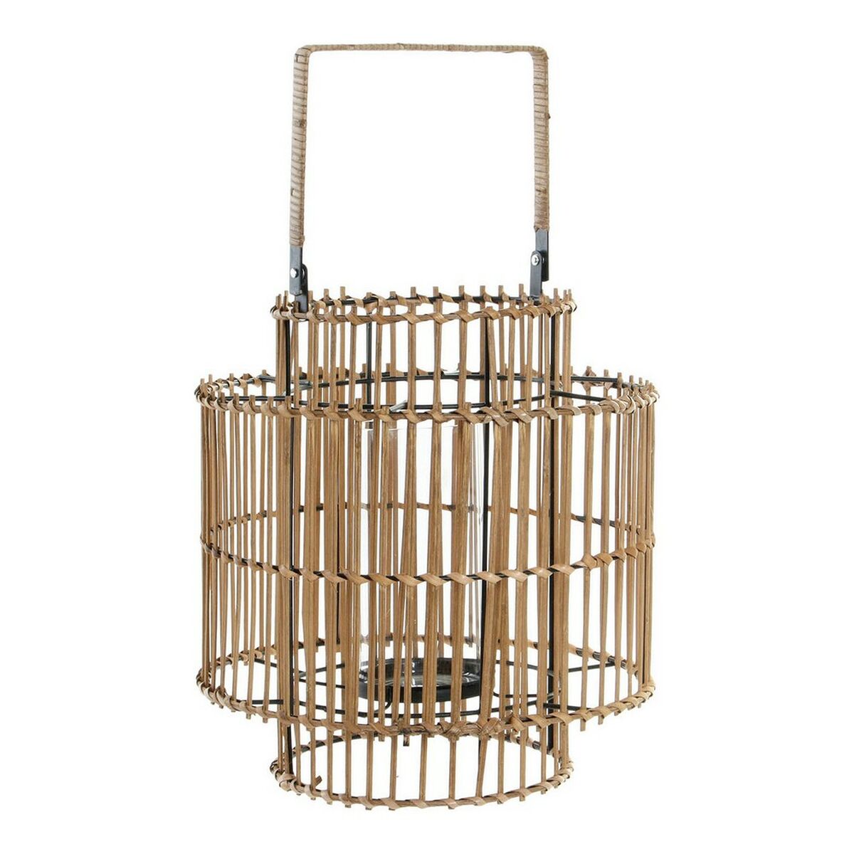 Candleholder DKD Home Decor Natural Metal Bamboo 30 x 30 x 32 cm-0
