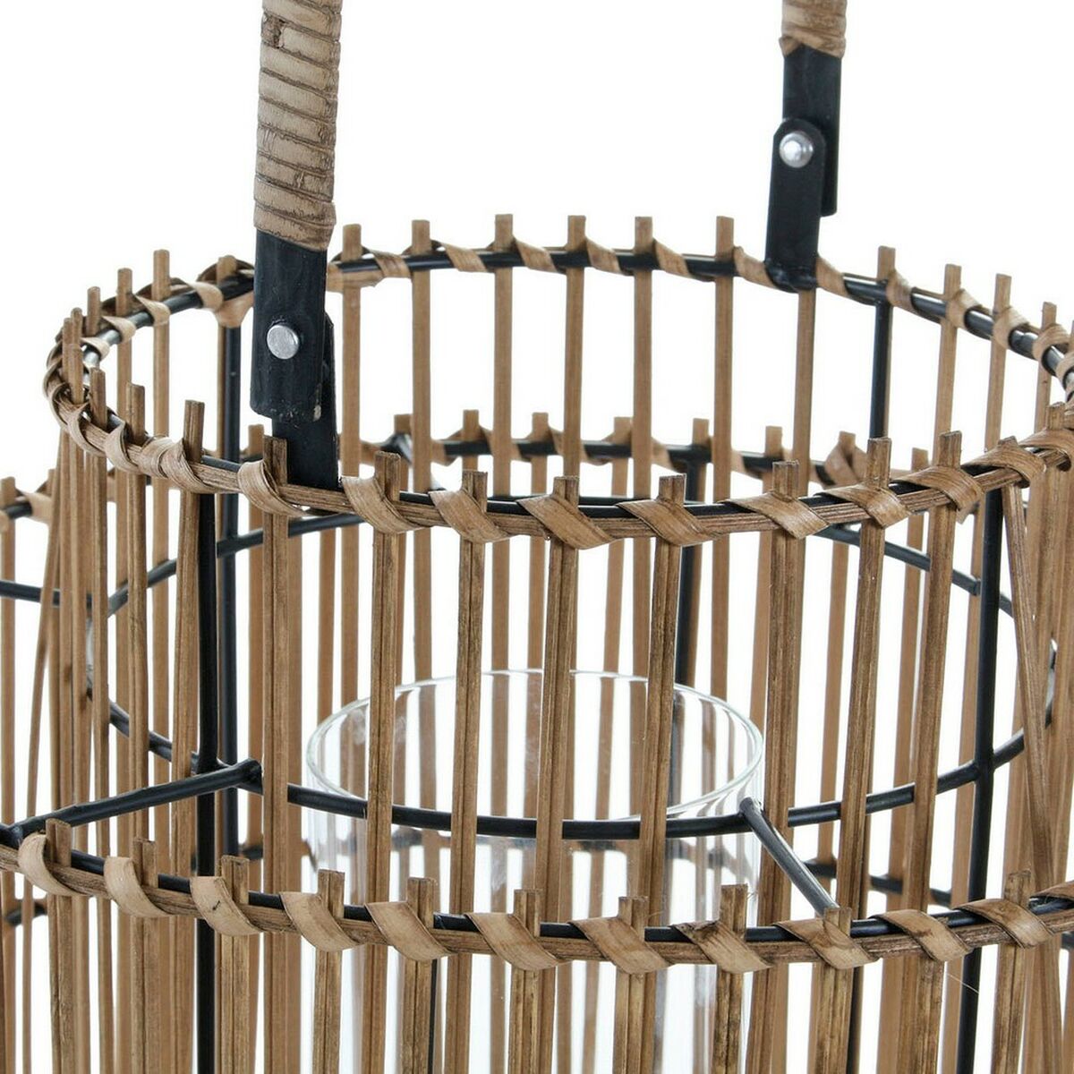 Candleholder DKD Home Decor Natural Metal Bamboo 30 x 30 x 32 cm-2