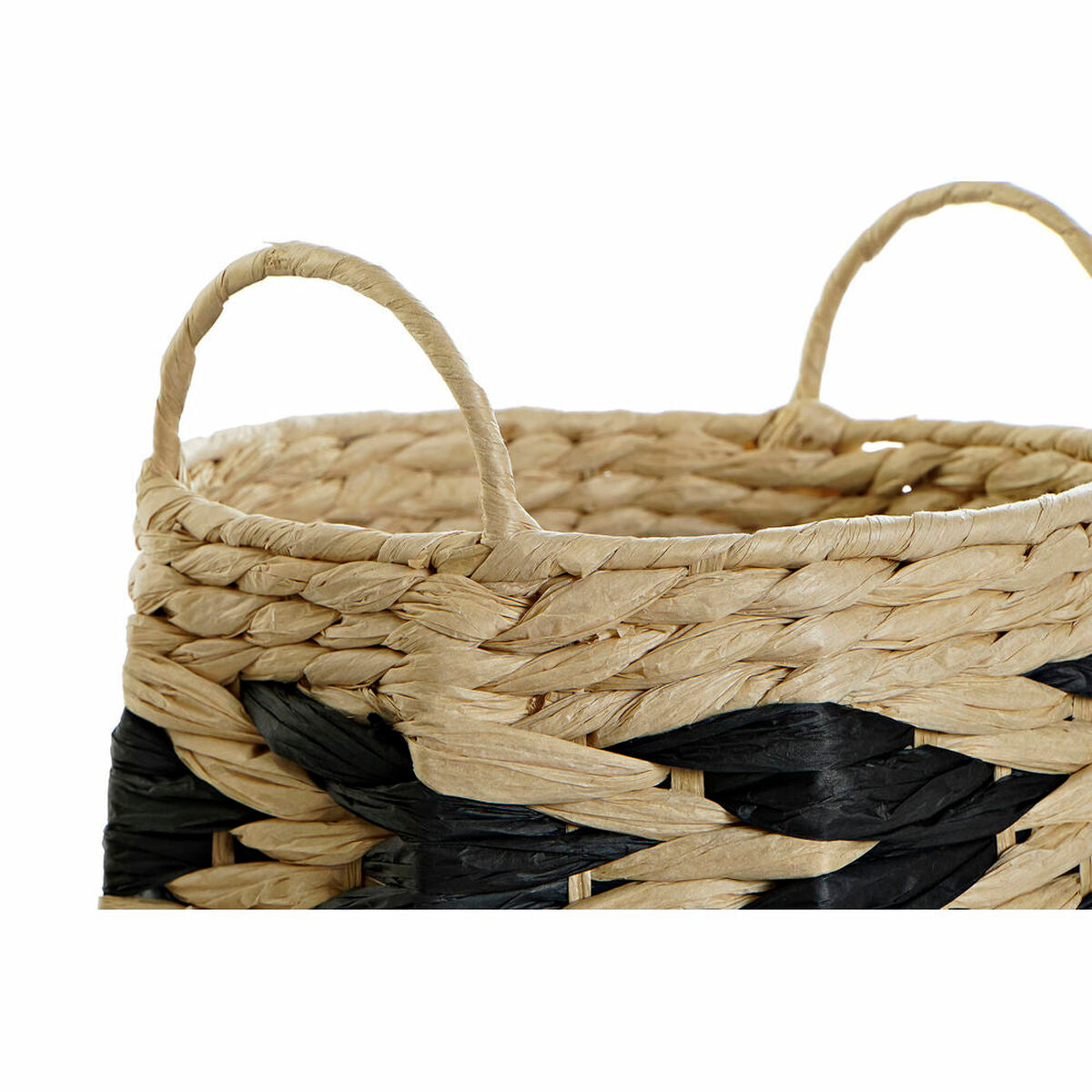 Basket set DKD Home Decor Black Light brown Natural Fibre (2 Pieces)-1