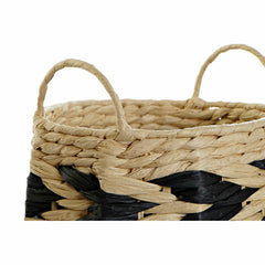 Basket set DKD Home Decor Black Light brown Natural Fibre (2 Pieces)-1