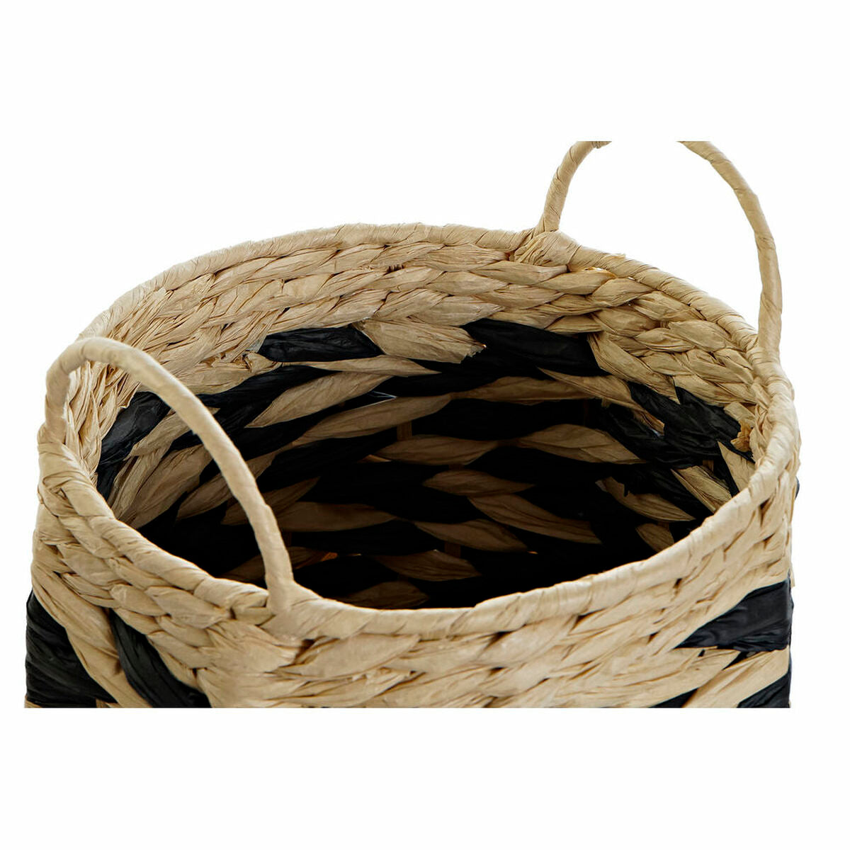 Basket set DKD Home Decor Black Light brown Natural Fibre (2 Pieces)-2