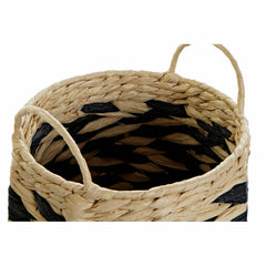 Basket set DKD Home Decor Black Light brown Natural Fibre (2 Pieces)-2