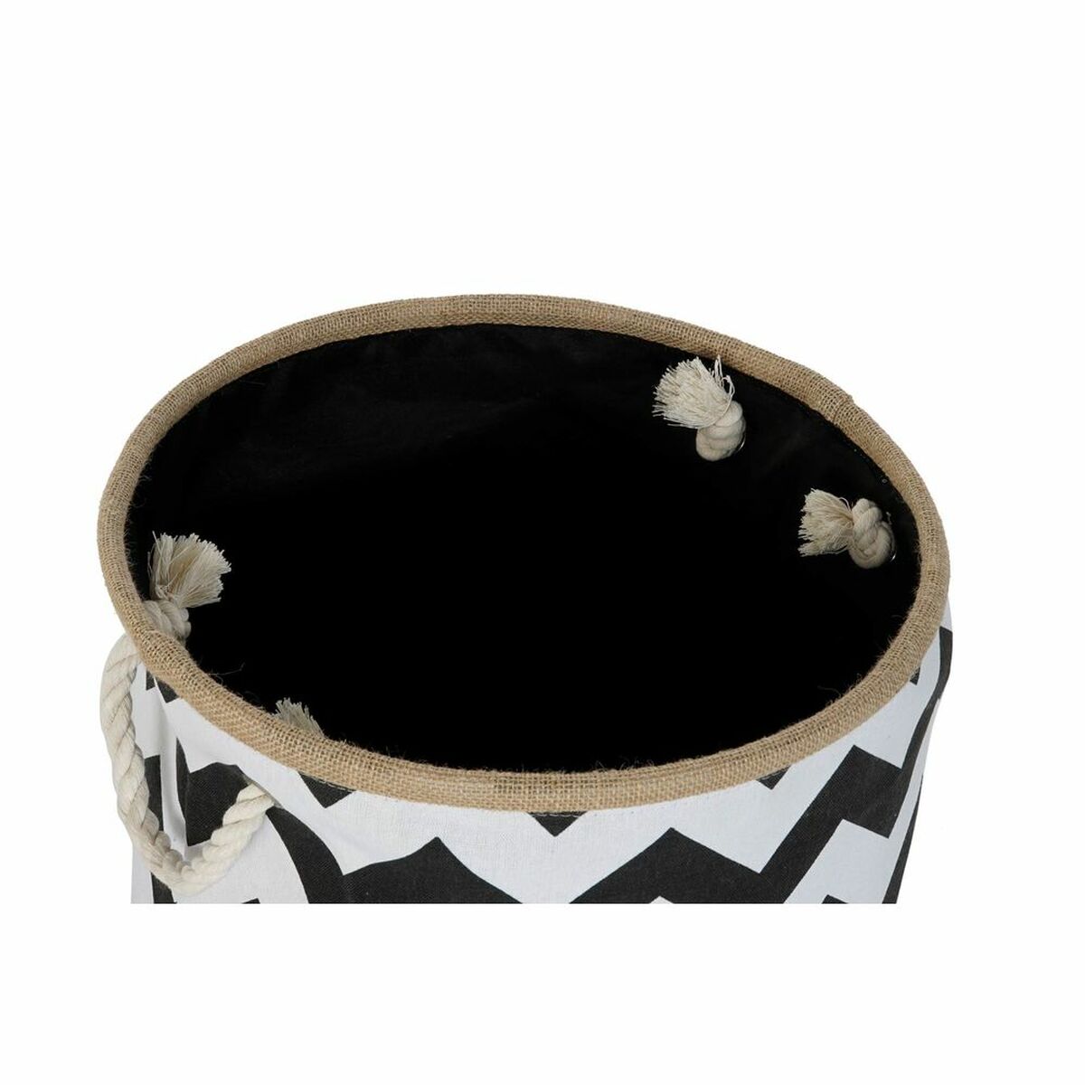 Decorative basket DKD Home Decor White Black Jute-1
