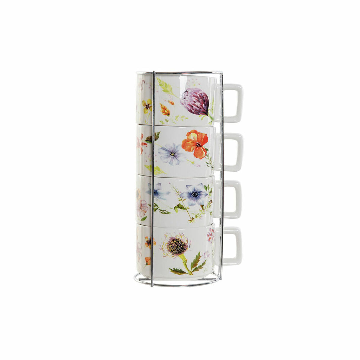 Piece Coffee Cup Set DKD Home Decor Multicolour Metal Dolomite 260 ml-0