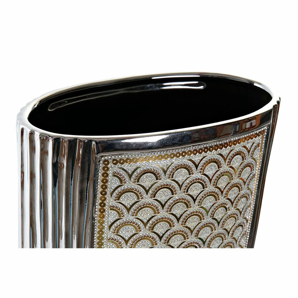 Vase DKD Home Decor Silver Golden Stoneware (24 x 13 x 47 cm)-2