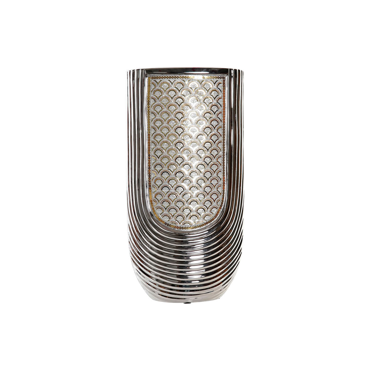 Vase DKD Home Decor Silver Golden Stoneware (24 x 13 x 47 cm)-0