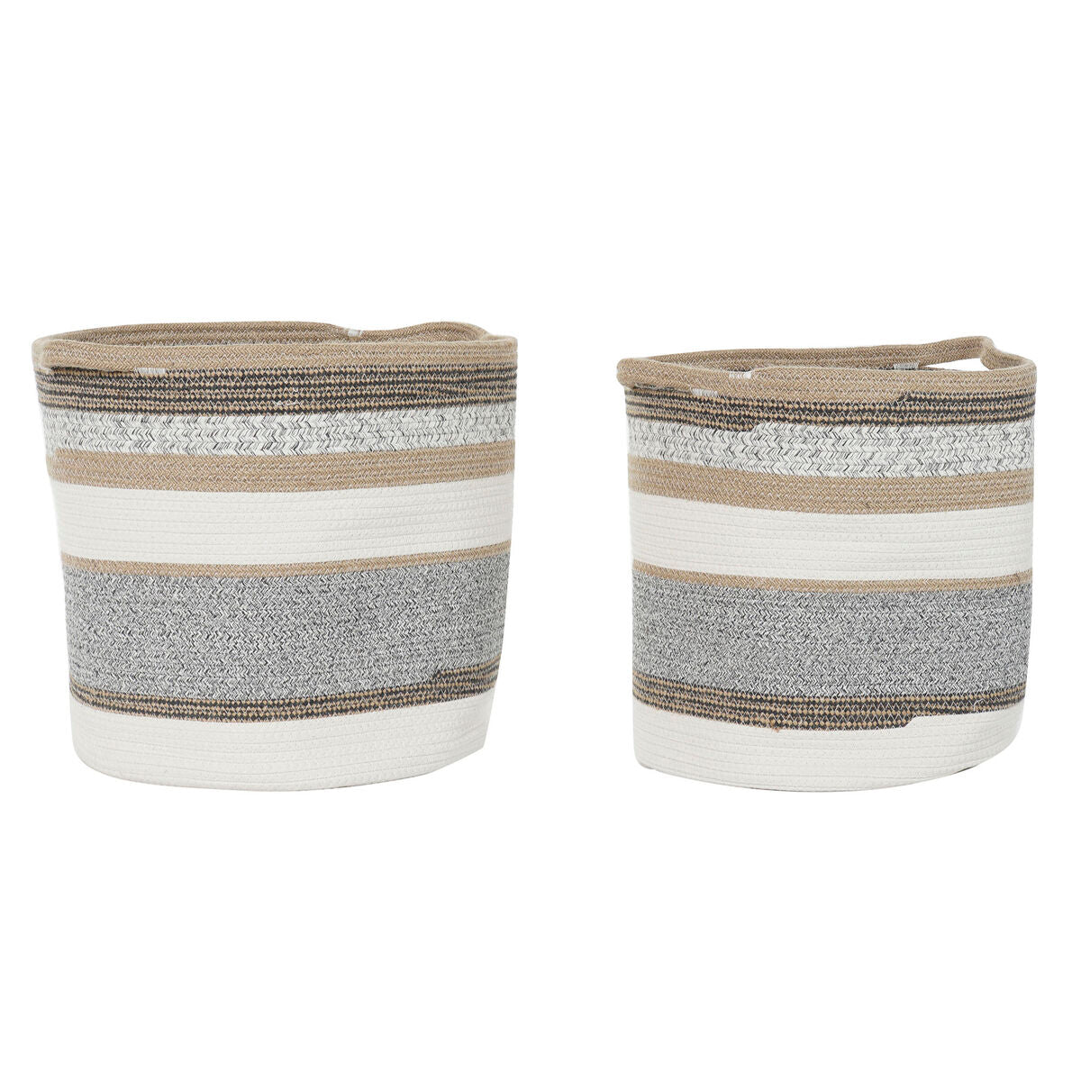Basket set DKD Home Decor White Grey Natural Jute (2 Pieces)-0