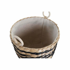 Basket set DKD Home Decor Black Natural Natural Fibre (3 Pieces) (3 Units)-1