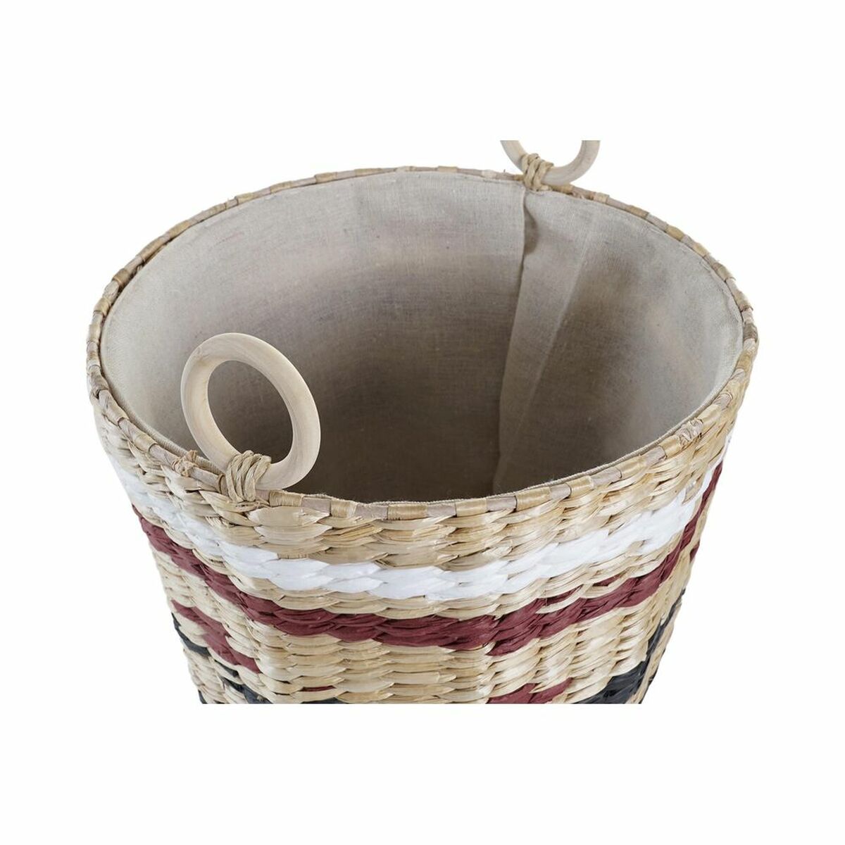 Basket set DKD Home Decor White Black Maroon Natural Natural Fibre (3 Pieces)-1