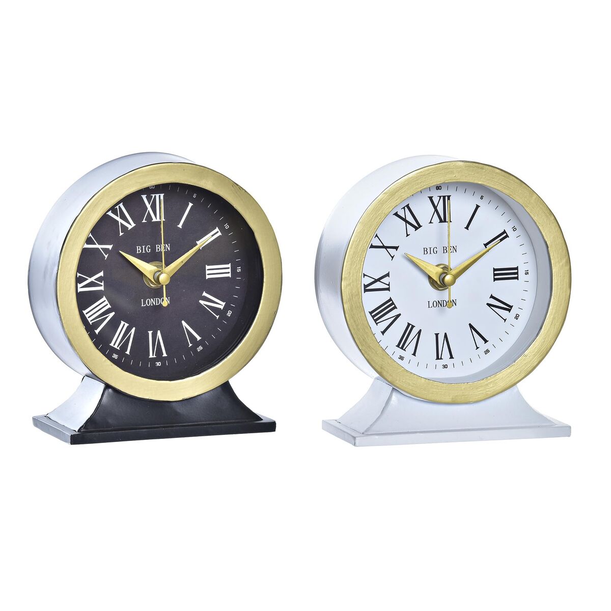 Table clock DKD Home Decor White Black (2 Units)-0