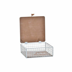 Decorative box DKD Home Decor White Brown Wood Metal Spirals Mediterranean-2