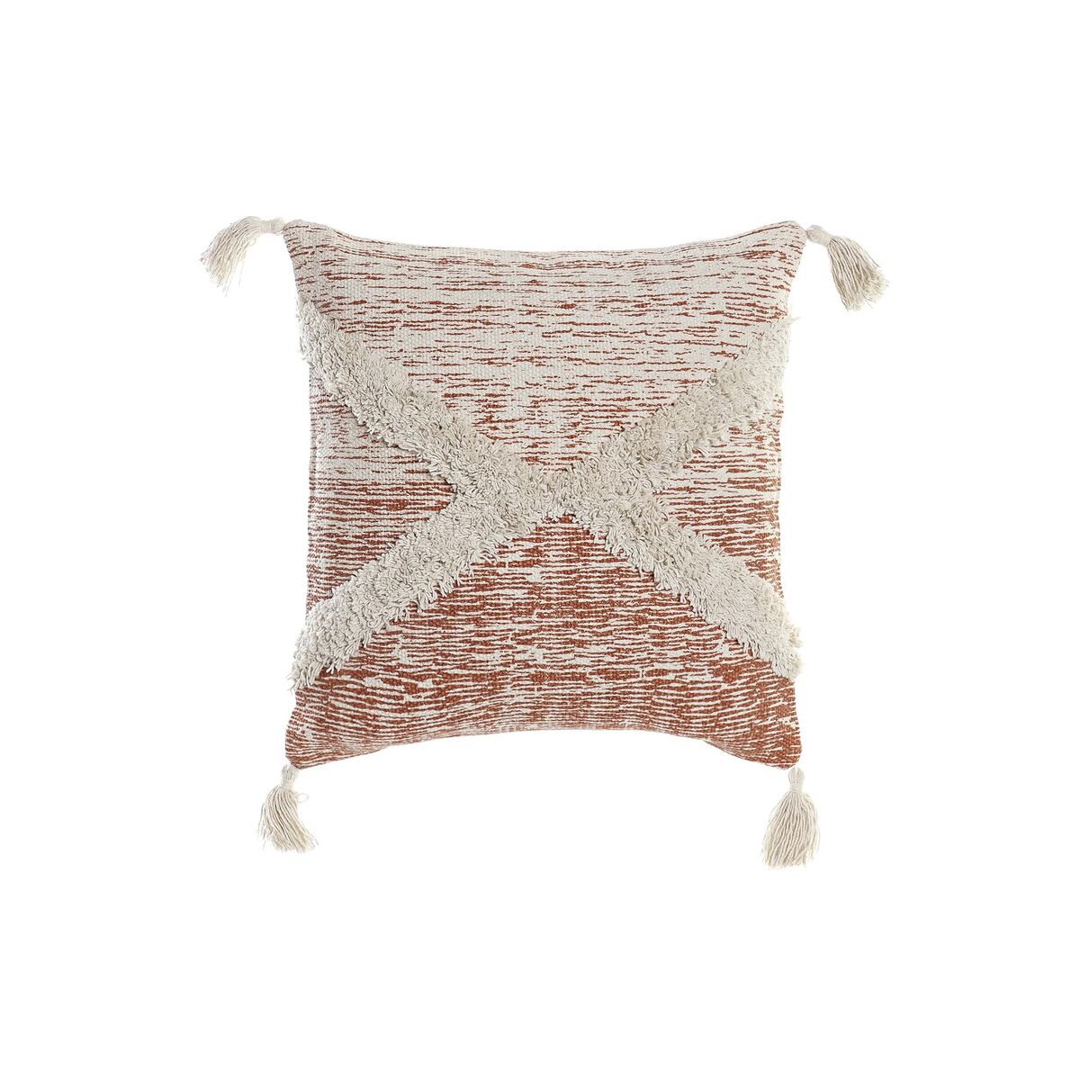 Cushion DKD Home Decor Beige Orange 45 x 10 x 45 cm Fringe-0