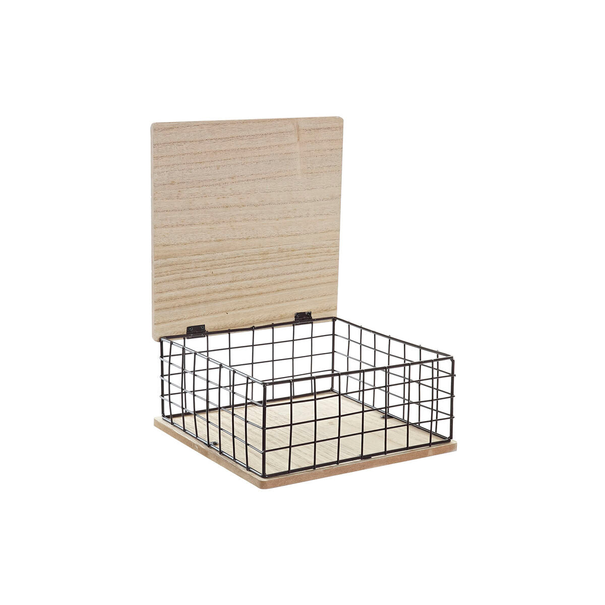 Decorative box DKD Home Decor Black Natural Metal MDF Wood-1