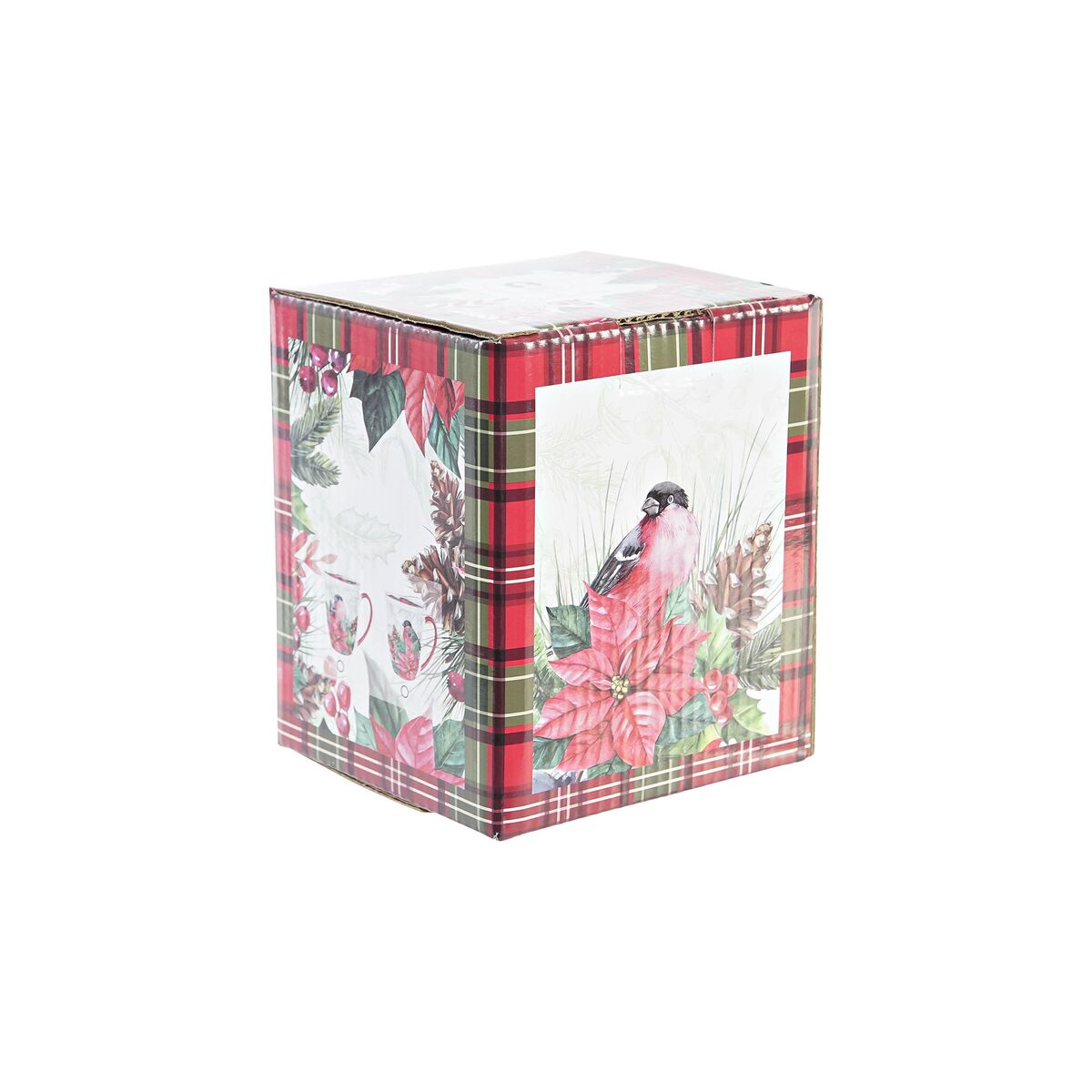 Teacup DKD Home Decor Bird Porcelain Red Green (380 ml) (2 Units)-1