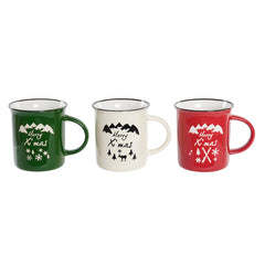 Mug DKD Home Decor Porcelain Stoneware (330 ml) (3 Units)-0