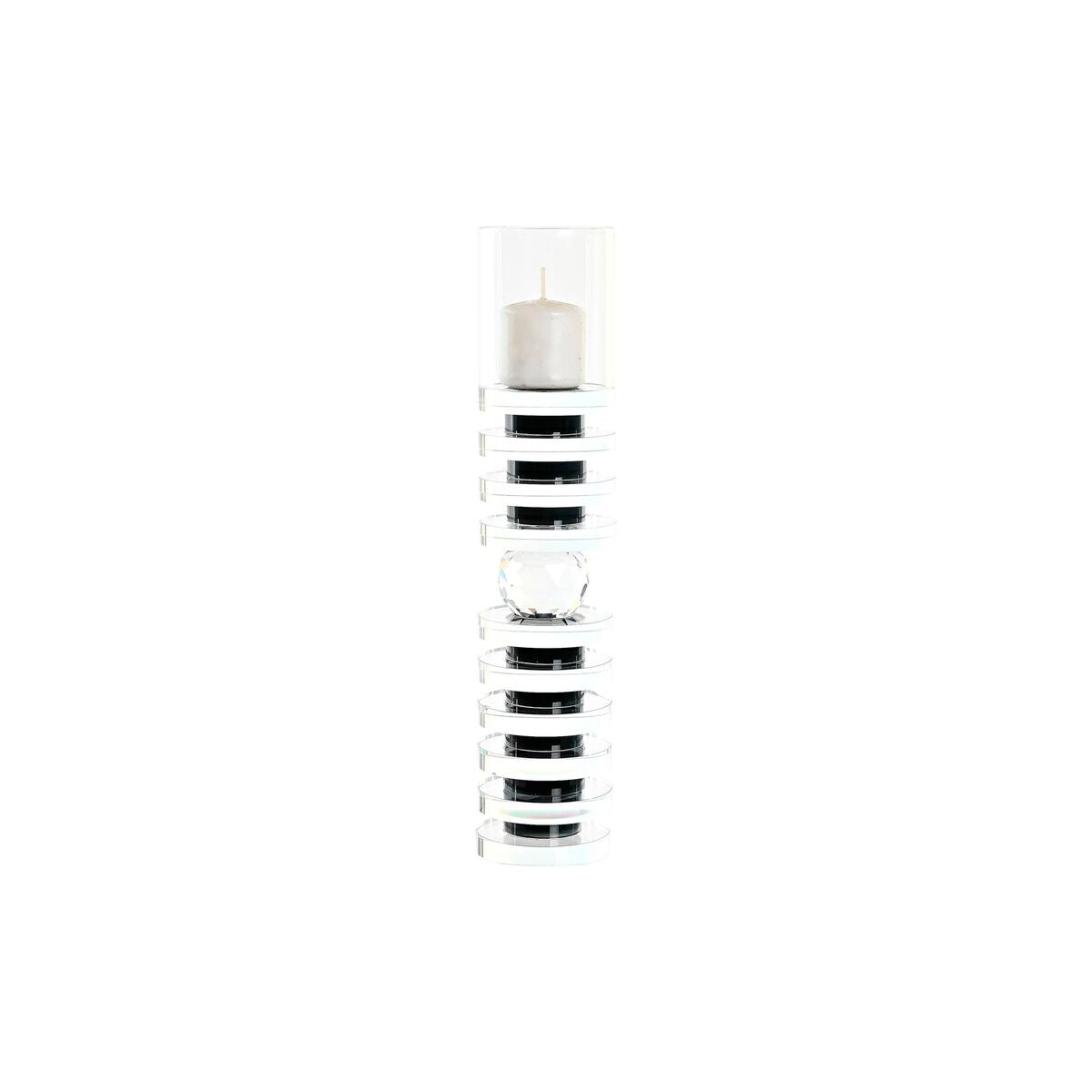 Candleholder DKD Home Decor 6 x 6 x 28 cm Crystal Black Transparent-0