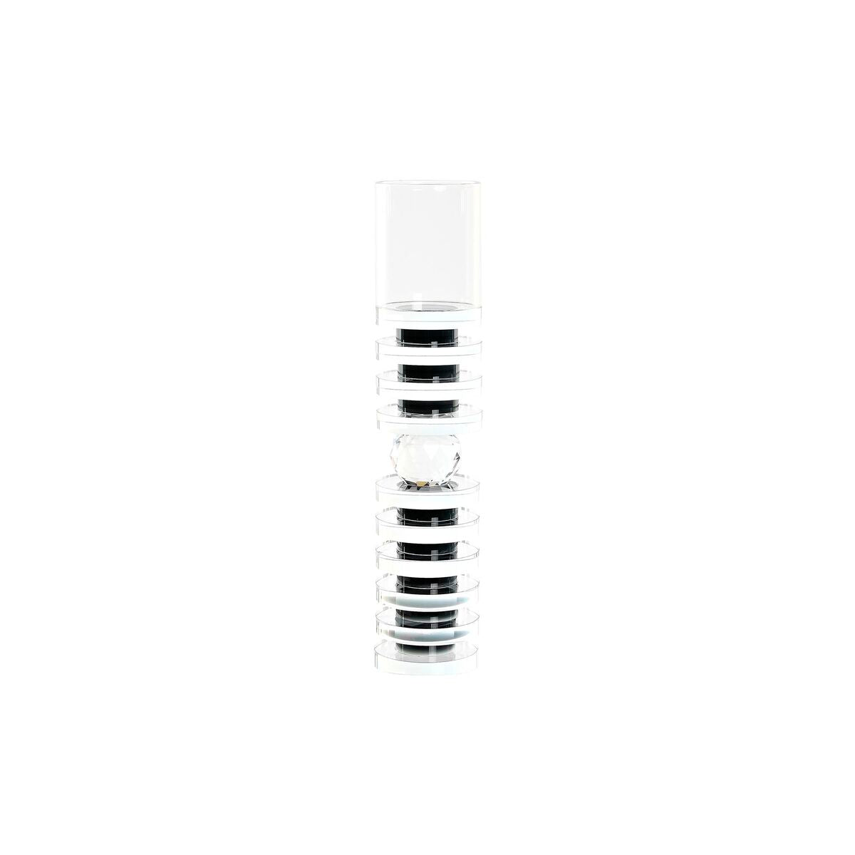 Candleholder DKD Home Decor 6 x 6 x 28 cm Crystal Black Transparent-1