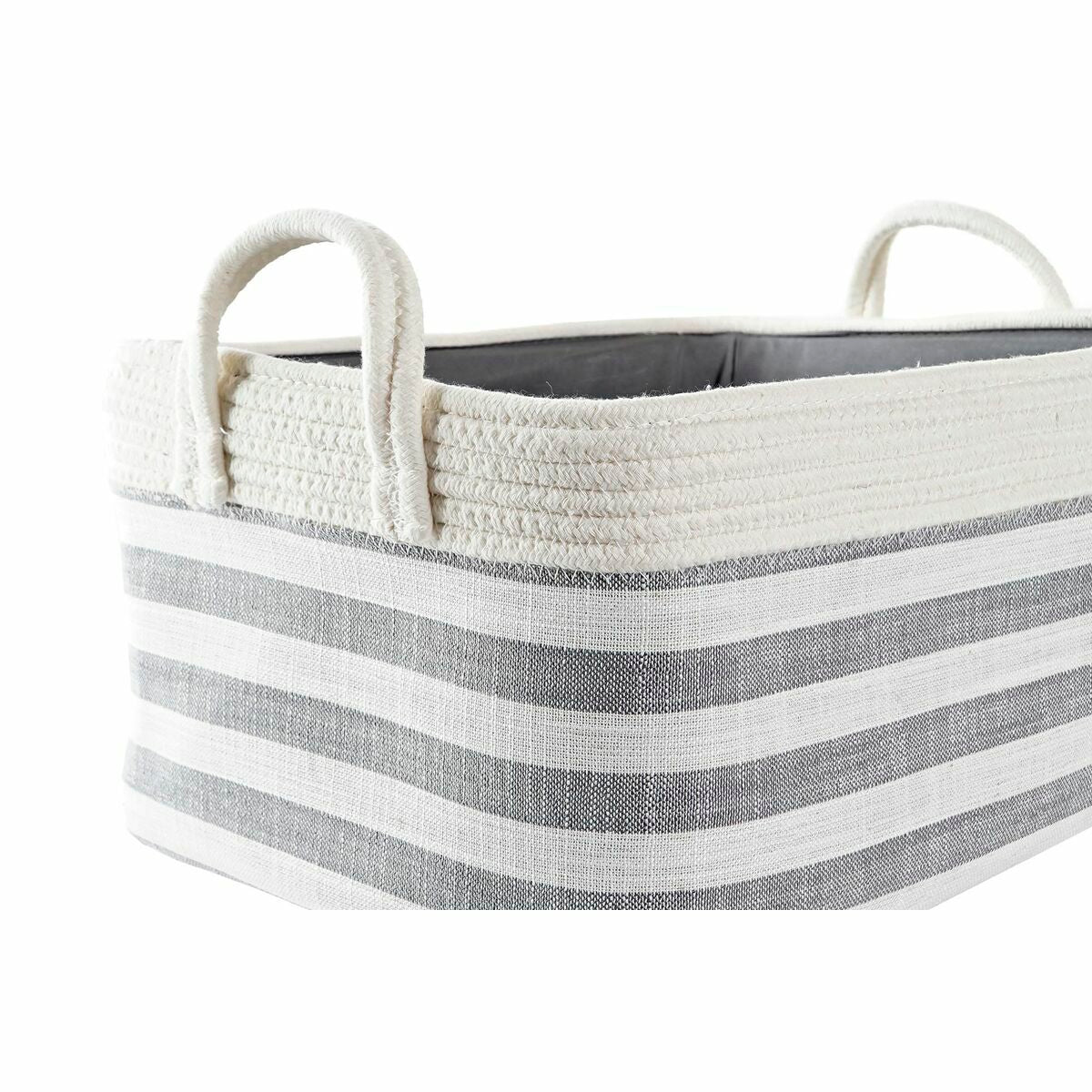 Basket set DKD Home Decor Stripes 40 x 30 x 23 cm Grey-1