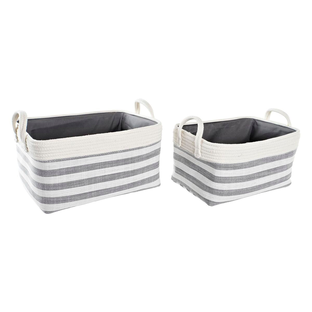 Basket set DKD Home Decor Stripes 40 x 30 x 23 cm Grey-0