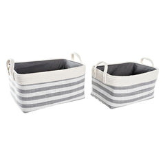 Basket set DKD Home Decor Stripes 40 x 30 x 23 cm Grey-0