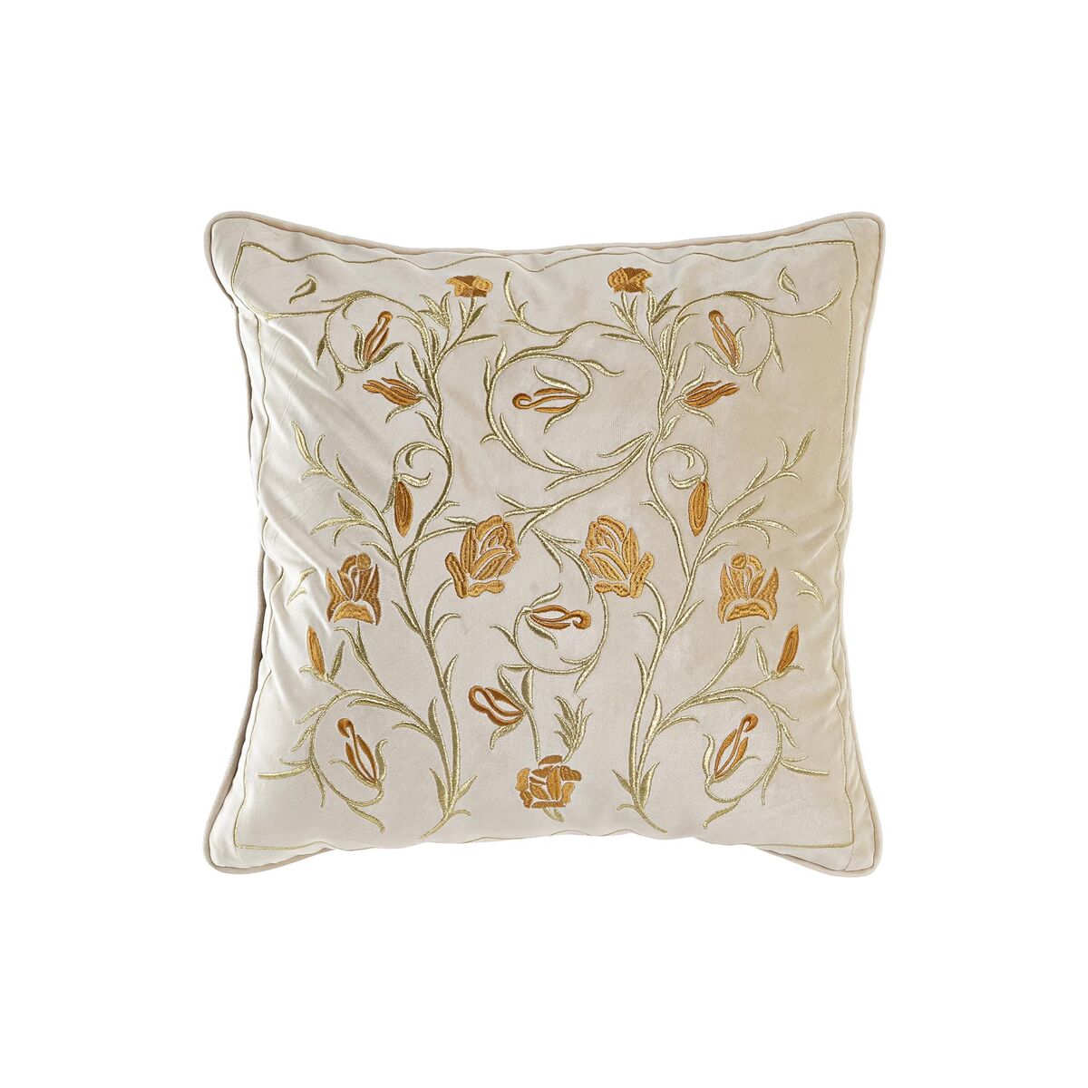 Cushion DKD Home Decor Golden 45 x 10 x 45 cm Flowers-0