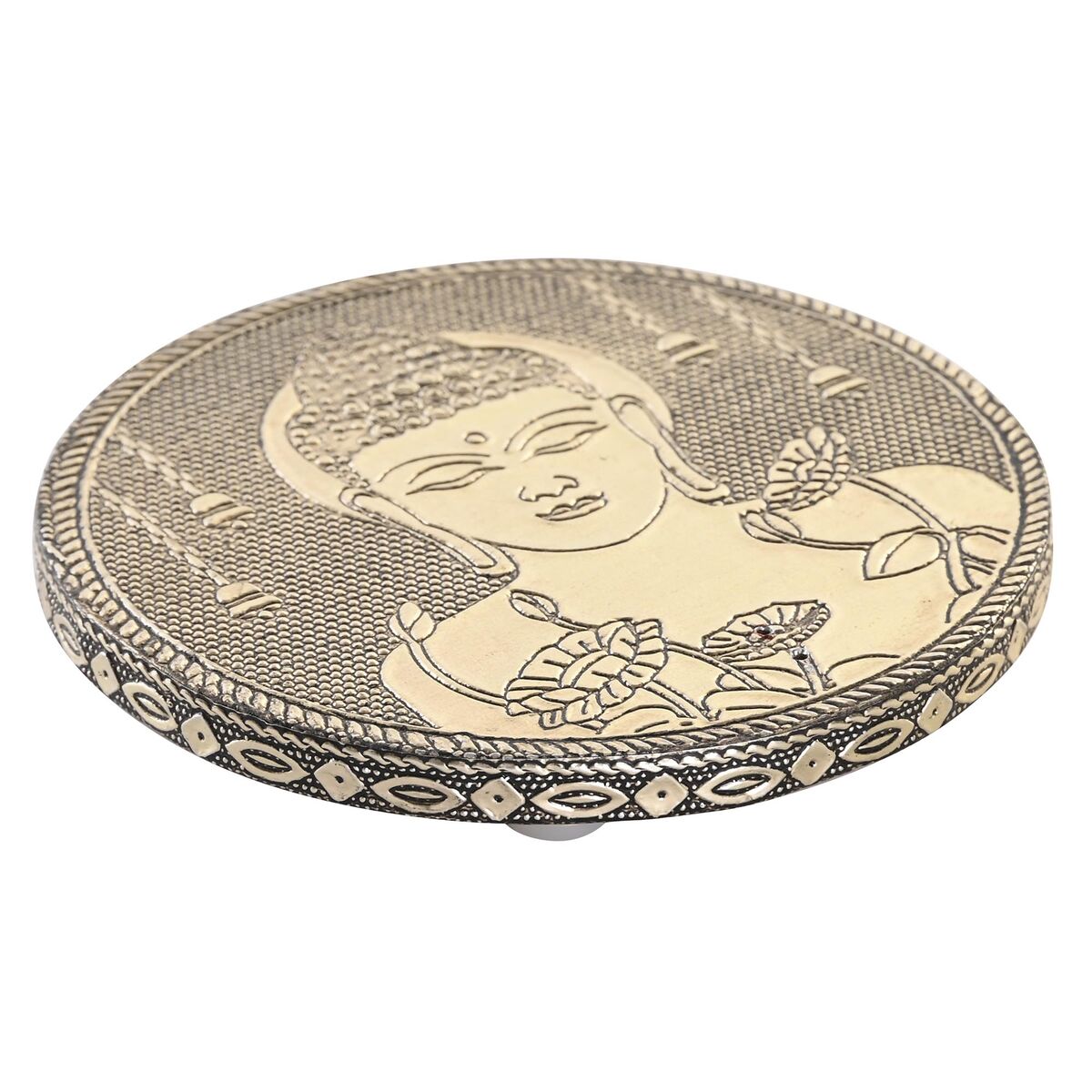 Essential oil burner DKD Home Decor Wood Aluminium Buddha Arab Ø 10 cm-0