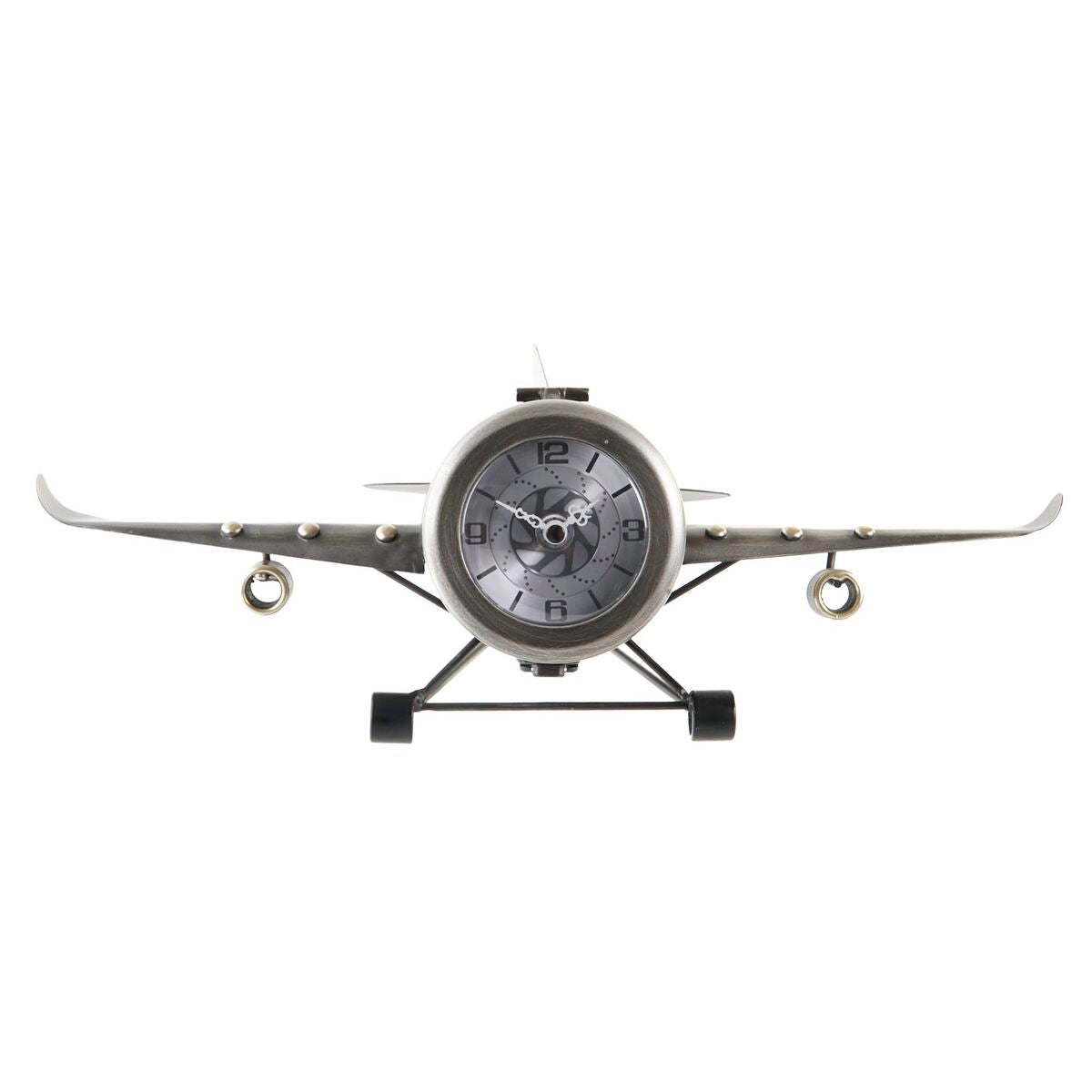 Table clock DKD Home Decor Golden Silver Aeroplane (2 Units)-4