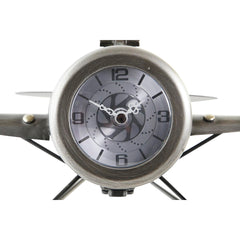 Table clock DKD Home Decor Golden Silver Aeroplane (2 Units)-3