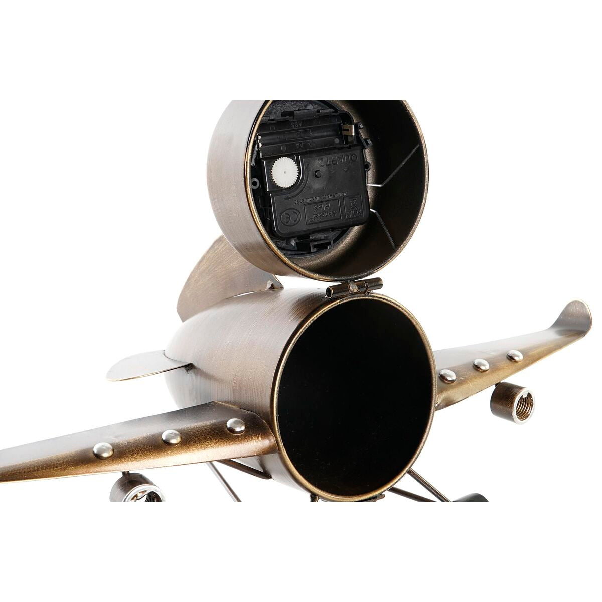 Table clock DKD Home Decor Golden Silver Aeroplane (2 Units)-5
