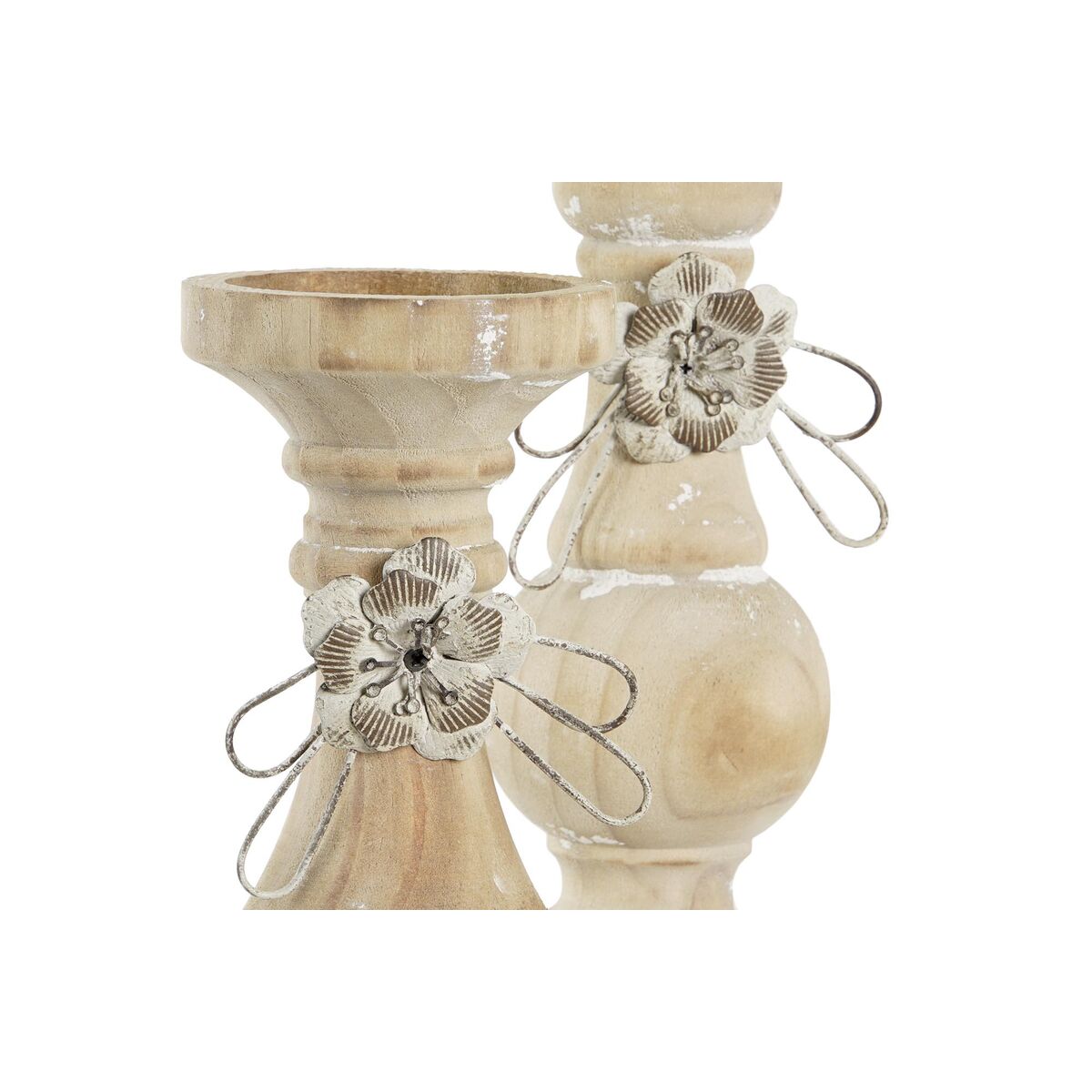 Candleholder DKD Home Decor Wood (9,5 x 9,5 x 28 cm) (2 Pieces)-2